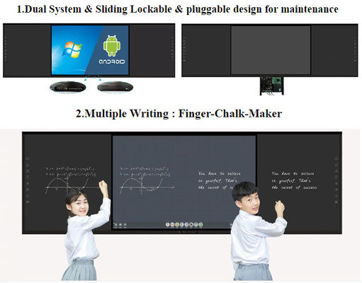 75 นิ้ว LED Smart Blackboard สําหรับโรงเรียนการสอน อินเทรคทีฟ 350 Cd / m2