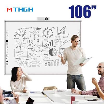 106 นิ้ว อิเล็กทรอนิกส์ทัช สมาร์ทไวท์บอร์ด ความละเอียดจอ 3840X2160 สําหรับการปฏิสัมพันธ์โรงเรียน