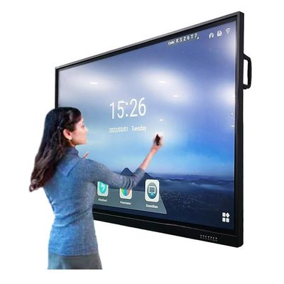 4K 75 นิ้ว 20 จุด อินฟราเรด ทัช บอร์ดอินเตอร์เอ็กเตอร์สําหรับการสอนในห้องเรียน