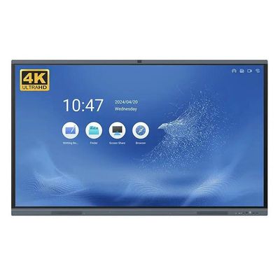 กระดานสีขาวการศึกษาแบบอินเตอร์เอคทีฟ 350cd/m2 สว่าง IR/Capacitive Touch