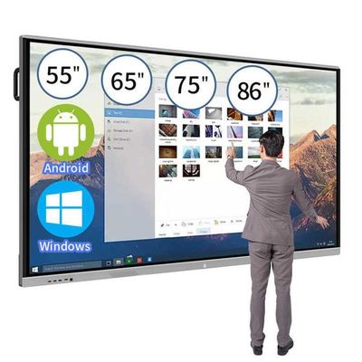 หน้าจอสัมผัสอินเตอร์เอ็กเตอร์ไซต์ที่มีคุณภาพสูง กระดานแสดงภาพ 55 นิ้ว Android 13.0 System Version