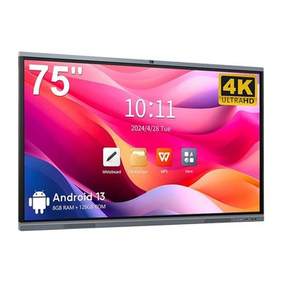 4K HD โรงเรียน อินเตอร์เอกทีฟ บอร์ดสีขาว Android13 8 128G Win10 ระบบคู่จอสัมผัส