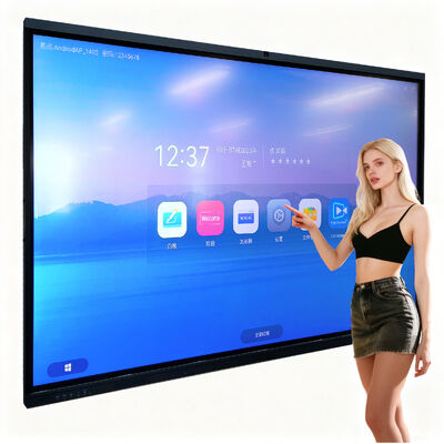65 75 85 86 98 110 นิ้ว Ultra Slim Intelligent Interactive 4K LCD Flat Panel Display Smart Board Whiteboard การประชุม
